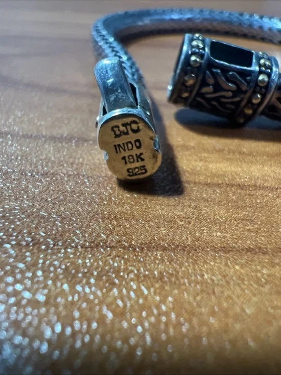 Samuel Benham BJC .925 Sterling & 18k Accents Balinese Handmade Weave Bracelet - Picture 5 of 8